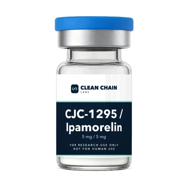 Clean Chain Labs CJC-1295 (no DAC) / Ipamorelin Blend (5mg / 5mg) research vial labeled For Research Use Only, Not for Human Use