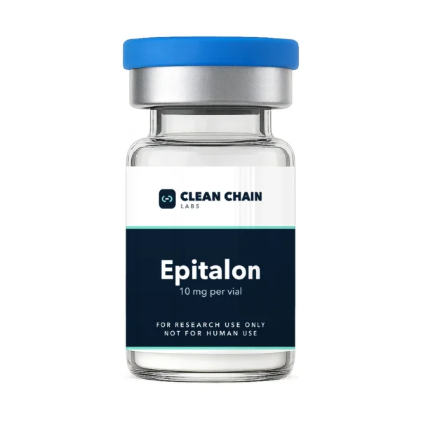 Clean Chain Labs Epitalon (10mg) research vial labeled For Research Use Only, Not for Human Use