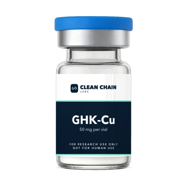 Clean Chain Labs GHK-Cu (50mg) research vial labeled For Research Use Only, Not for Human Use