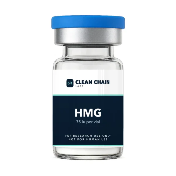 Clean Chain Labs HMG (75iu) research vial labeled For Research Use Only, Not for Human Use
